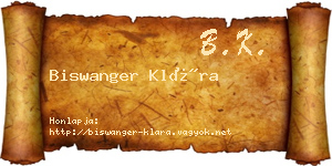Biswanger Klára névjegykártya